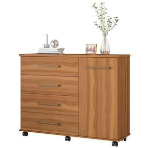 Cômoda Flora 4 Gavetas E 1 Porta 4130 Demóbile Amêndoa