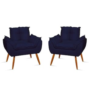 Kit 2 Poltronas Decorativas Reforçadas Para Sala – Jl Decor Cor:azul Marinho