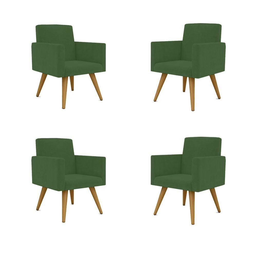 Kit 04 Poltronas Decorativa Recepção Cor Verde
