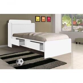 Cama Tamires Solteiro 0.88cm Branco Com Capitonê Bege - Cambel