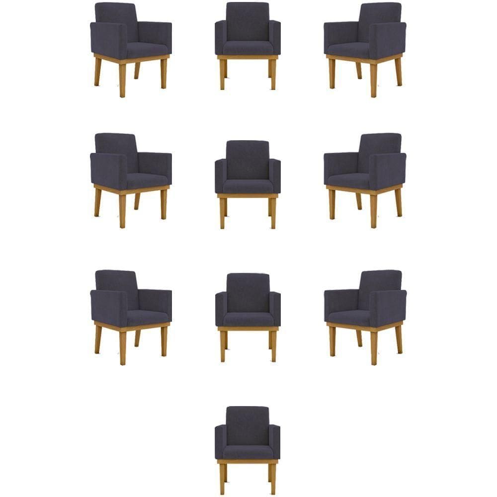 Kit 10 Poltronas Decorativa Reforçada Teciso Suede Cor:cinza