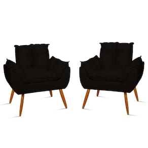 Kit 2 Poltronas Cadeiras Decorativas Opala Sala Quarto Cor:preto