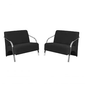 Kit 2 Poltronas 2 Lugares Vênus Braço Alumínio Suede