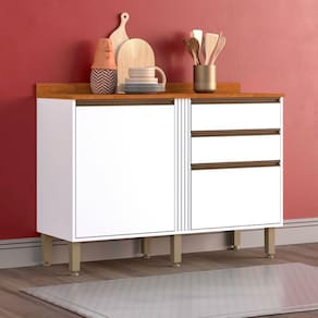 Balcão Pérola Em Mdp Com 2 Portas Sallêto Branco