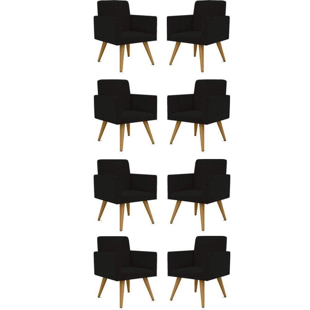 Kit 08 Poltronas Nina Decorativa Para Recepção Balaqui Decor Cor:preto
