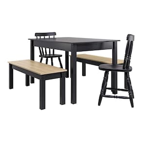 Mesa De Jantar Ditália 2bancos 2cad Ja-220+ja-225 Cor:preto