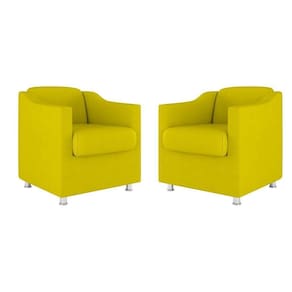 Kit 02 Poltronas Decorativas Clinica Tecido Suede Balaqui Cor:Amarelo