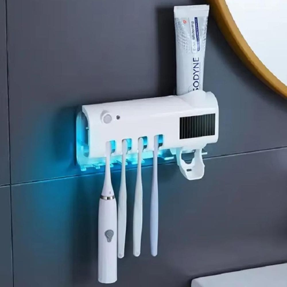 Esterilizador Uv Porta Escova Dispensador De Pasta De Dente