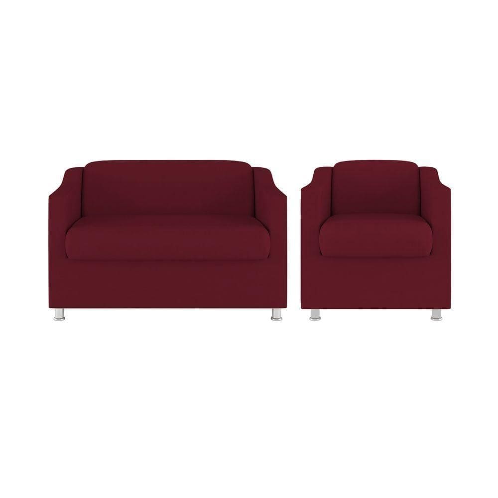Kit Namoradeira Tilla + Poltrona Decorativa Quarto Sala Cor:marsala