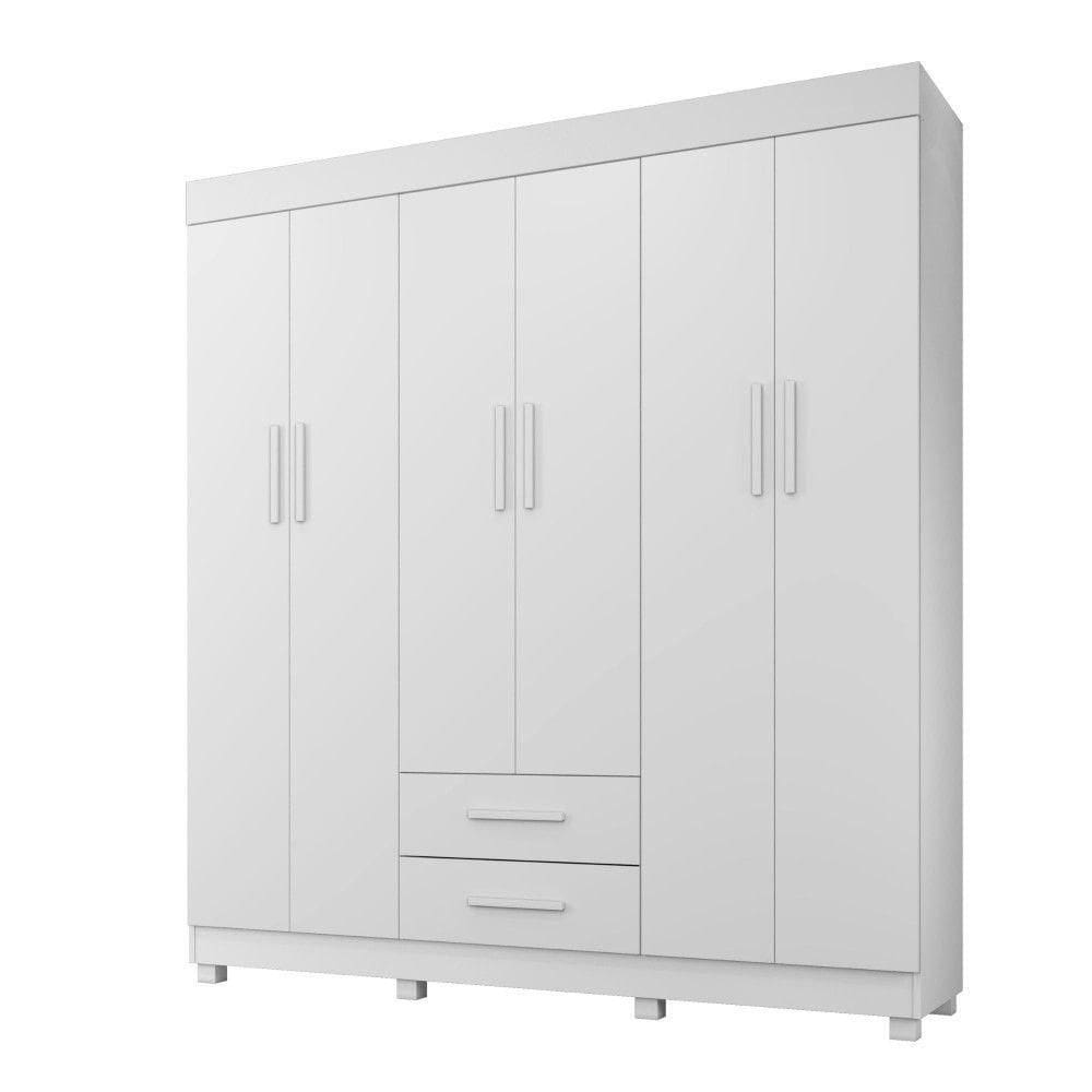 Guarda Roupa Copacabana New 6 Portas 2 Gavetas Benetil Móveis Branco