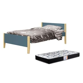 Cama Solteiro Simba com Pés Madeira Natural e Colchão D33 - Reller Móveis