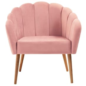 Poltrona Decorativa Pes Tauari 7049 Veludo Rosa Dmobiliario Rosa