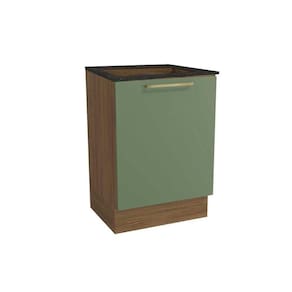 Gabinete De Cozinha Modulado Balcão Botanic M629 P-cooktop 1 Porta C-tampo 60cm Nogueira-oliva-preto Brilho - Kappesberg