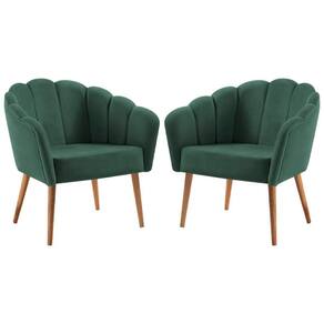 Kit 2 Poltronas Decorativas Pes Tauari 7049 Veludo Verde Dmobiliario Verde