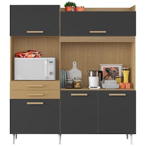 Cozinha Compacta 5 Portas 182cm 2000448 Atacama Grafite Armoveis Atacama Grafite