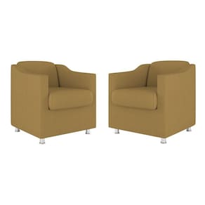 Kit 02 Poltronas Decorativas Clinica Tecido Suede Balaqui Cor:Capuccino