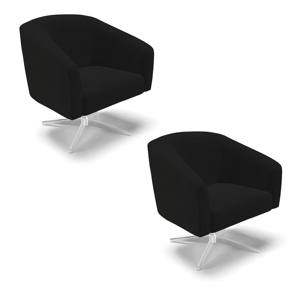 Kit 02 Poltronas Stella Linho Preto A79
