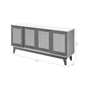 Buffet Detroit 4 Portas Branco / Madeira - Tebarrot