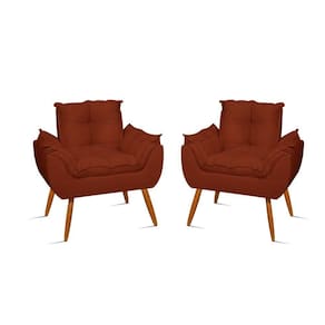 Kit 2 Poltrona Decorativa Opala Para Sala Recepção Luxo Cor:terracota