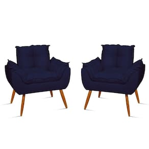 Kit 2 Poltronas Decorativa Amamentação Cadeira Reforçada Cor:azul Marinho