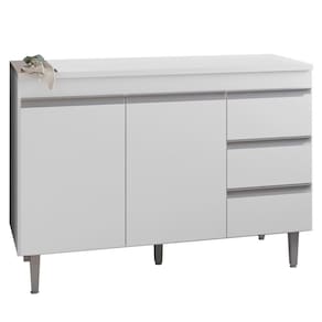 Balcao Com Tampo 120 Cm 2 Portas Andreia Branco Reajl Branco