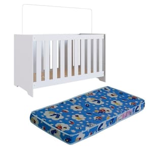 Berço Mini Cama 3x1 Com Colchao La013 Branco Comm Branco