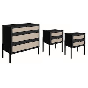 Comoda E 02 Mesas De Cabeceira Palhinha Linha Oslo Nero