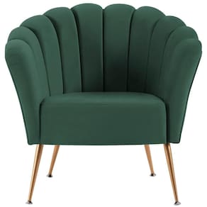 Poltrona Decorativa Pes Aço Dourado 7048 Veludo Verde Dmobiliario Verde
