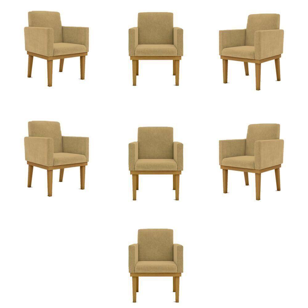 Kit 07 Poltronas Decorativa Reforçadas Sala Balaqui Decor Cor:capuccino