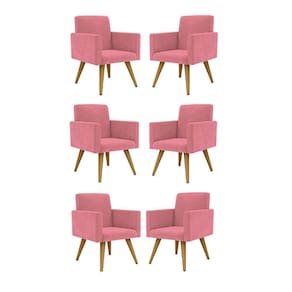 Kit 06 Poltronas Nina Decorativa Para Recepção Balaqui Decor Cor:rosa