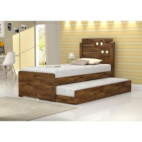 Cama De Solteiro Bibox Luiza Malbec Com Auxiliar - Vitamov 0420893