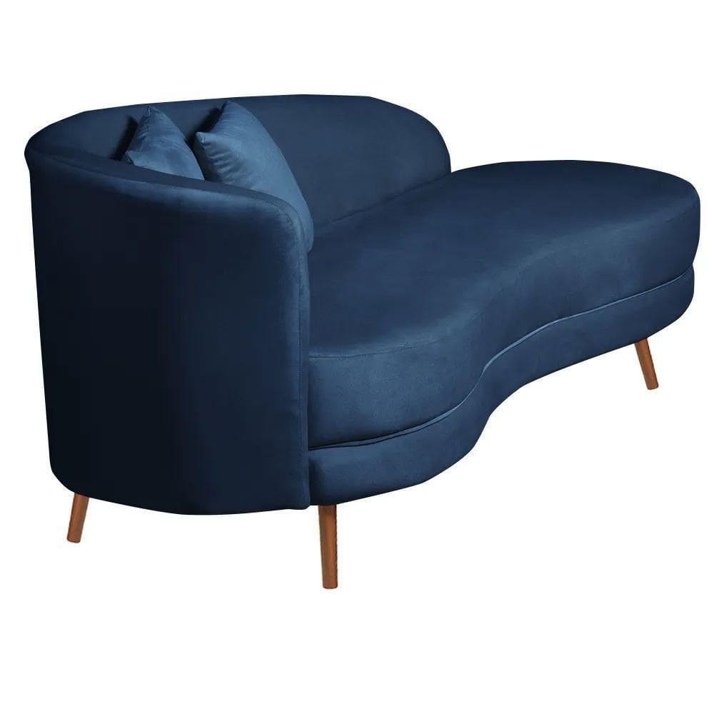 Chaise Longue Divã Emili Em Madeira De Reflorestamento 160cm Veludo Speciale Home Azul