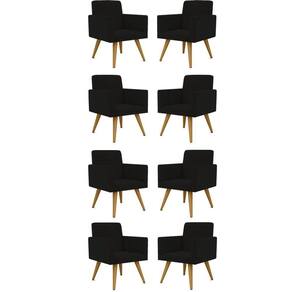 Kit 08 Cadeiras Poltronas Decorativa - Escritório - Recepção Cor:preto