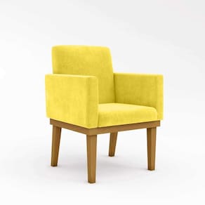 Poltrona Decorativa Base Reforçada Escritório Recepção Sala Cor:amarelo