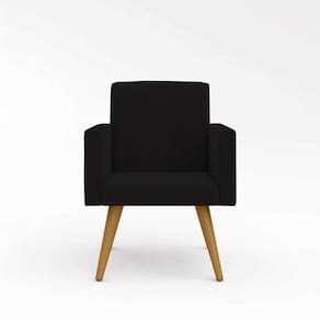 Poltrona Nina Pés Palito- Escritório - Recepção - Cor Preto