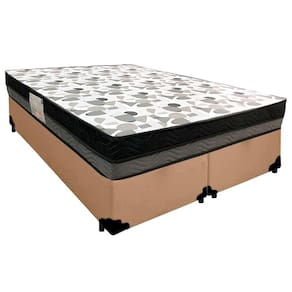 Cama Box Casal Sintético Bipartido + Colchão Ortobom Iso Dupla Face 60x138x188 Cor:bege