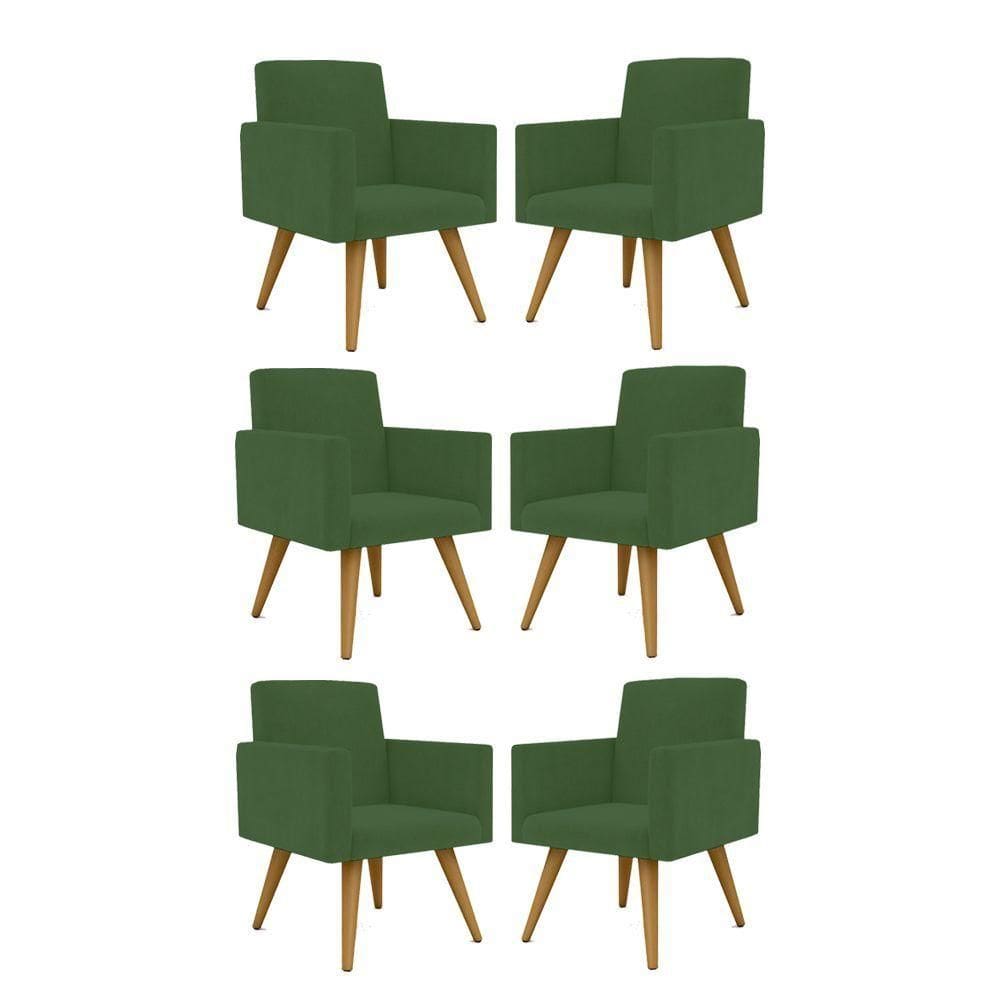 Kit 06 Poltronas Nina Decorativa Para Recepção Balaqui Decor Cor:verde