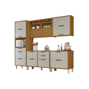 Cozinha Completa Imperatriz 5 Peças (2 Balcões + 2 Aéreos+ 1 Paneleiro) C5p28 Freijo/off White - Nesher