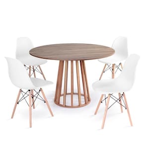 Mesa De Jantar Redonda Talia Natural 4 Cadeiras Branco