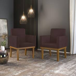 Kit 2 Poltronas Cadeira Com Base Reforçada Marrom