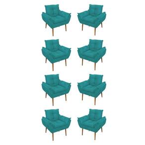 Kit 08 Poltronas Opala Decorativas Sala De Estar Suede Cor:azul Turquesa