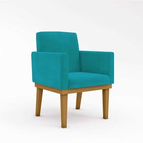 Poltrona Com Base Mais Reforçada - Cor Azul Turquesa - Balaqui Decor