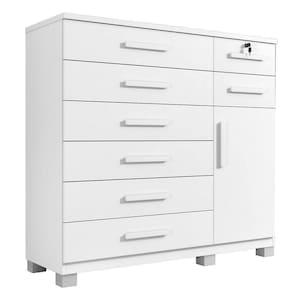 Cômoda New Vitoria Com Porta E 8 Gavetas Benetil Branco