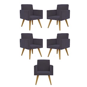 Kit 05 Poltronas Nina Decorativa Para Recepção Balaqui Decor Cor:cinza