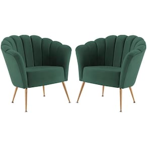 Kit 2 Poltronas Decorativas Pes Aço Dourado 7048 Veludo Verde Dmobiliario Verde