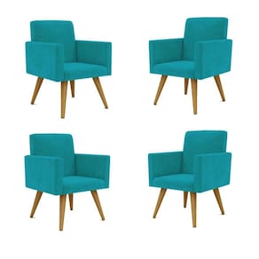 Kit 04 Poltronas Nina Decorativa Para Recepção Balaqui Decor Cor:azul-turquesa