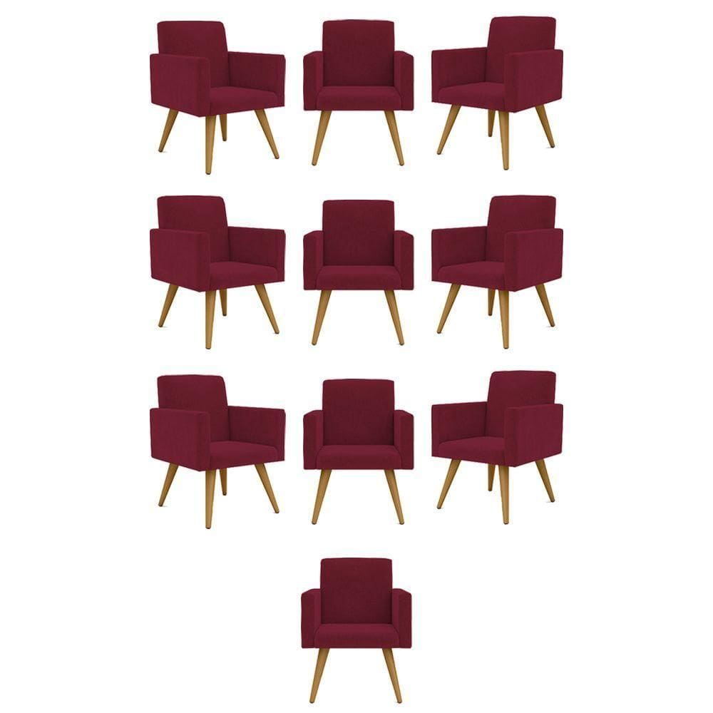 Kit 10 Cadeiras Poltronas Decorativa - Escritório - Recepção Cor:marsala