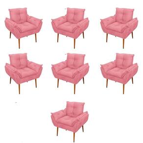 Kit 07 Poltronas Decorativas Opala Retro Consultório Suede Cor:rosa