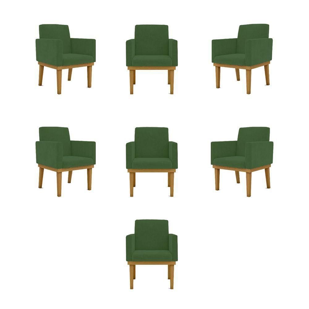 Kit 07 Poltronas Decorativa Reforçadas Sala Balaqui Decor Cor:verde