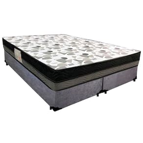 Cama Box Casal Suede Bipartido + Colchão Ortobom Iso Dupla Face 60x138x188 Cor:cinza